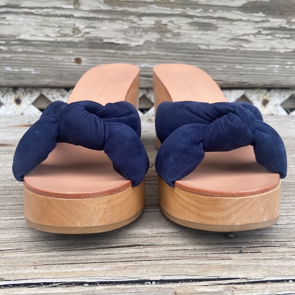 NWOT Loeffler Randall Taylor Wedge Mule Sandal Navy Suede Women's Size 8.5 - 9 - Picture 9 of 15